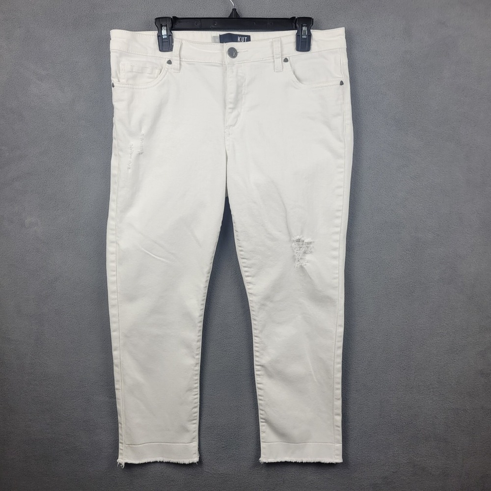 Kut from the Kloth Off-White Straight Leg Jeans with Raw Hem